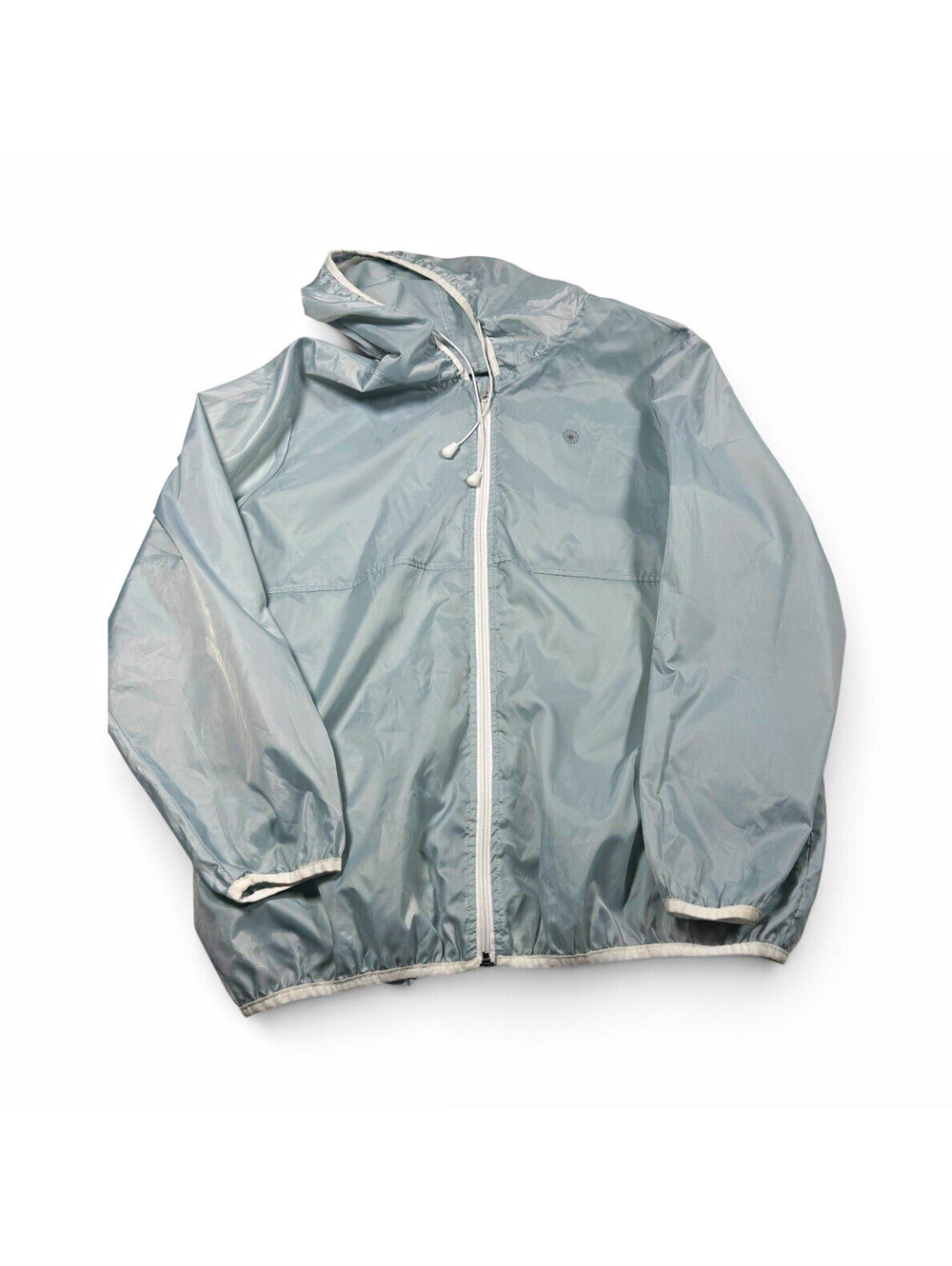 Athleta Women’s Lightweight Gray Hooded Full Zip Windbreaker Jacket, Size L